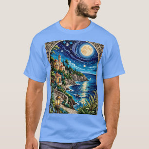 Mittelmeer Moonlit Coastline T-Shirt