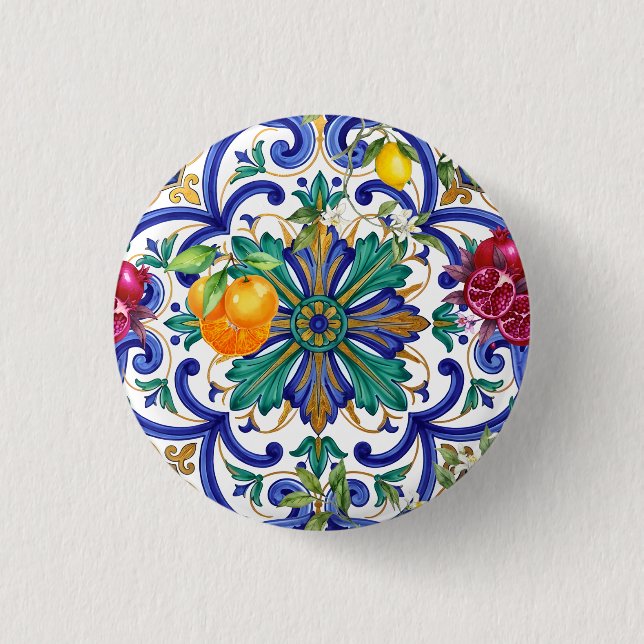 Mittelmeer-Mosaik-Zitronenfrucht  Button (Vorderseite)