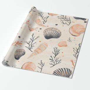 Mittelmeer-Muschel Seestern Korallensand Geschenkpapier