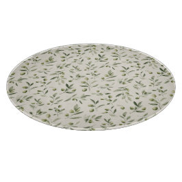 Mittelmeer-Muster der rustikalen Olivenzweige Schneidebrett