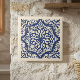 Mittelmeer-Muster Pat#4 Blau Elfenbein ID1195 Fliese