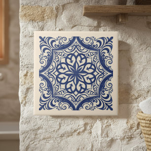 Mittelmeer-Muster Pat#4 Blau Elfenbein ID1195 Fliese