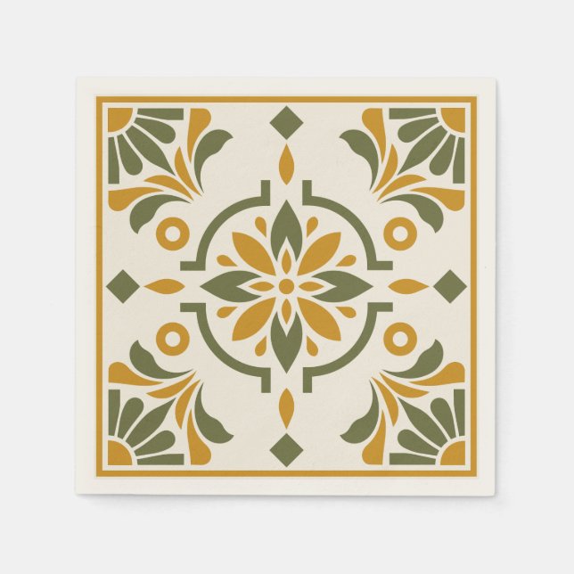 Mittelmeer-Oliv-Tile Serviette (Vorderseite)
