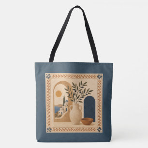 Mittelmeer-Oliven-Vase-Tragetasche Tasche