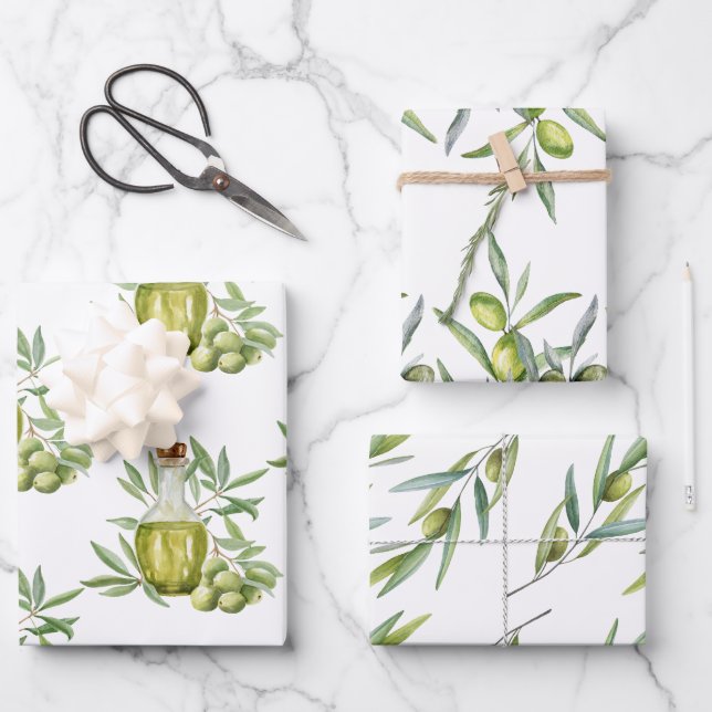 Mittelmeer-Olivenholzpapier Geschenkpapier Set (Vorderseite)