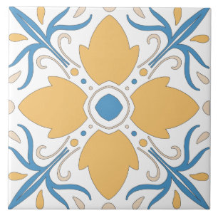 Mittelmeer-Orange Blau Rosa Floral Andalusien Fliese