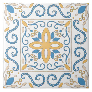 Mittelmeer Orange Blau Rosa Geometrisch Andalusisc Fliese