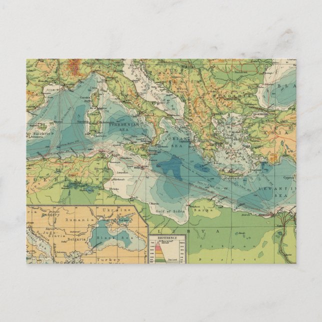 Mittelmeer, Schwarzmeerkabel, Wireless-Stationen Postkarte (Vorderseite)