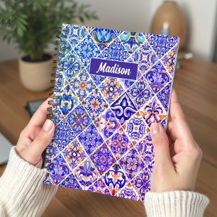 Mittelmeer-sizilianische Talavera lila blaue Flies Notizbuch