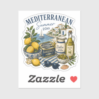 Mittelmeer-Sommer Dolce Vita Küsten-Sardine Aufkleber