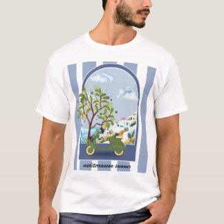 Mittelmeer Sommer Scooter Küsten Reiseplakat T-Shirt