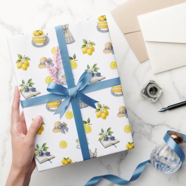 Mittelmeer Sommerlemon Muster Geschenkpapier (Schenken)