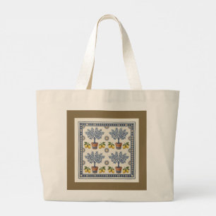 Mittelmeer-Strukturbaum-Muster Elegante Tote Ba Jumbo Stoffbeutel