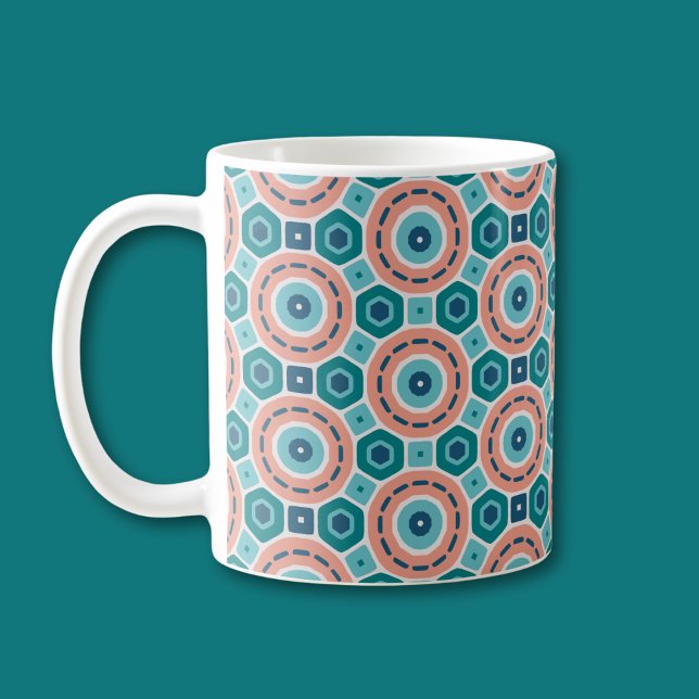 Mittelmeer Summer Vibes Geometric Muster Kaffeetasse (Von Creator hochgeladen)
