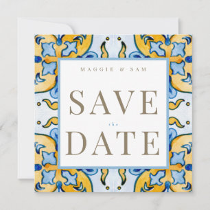 Mittelmeer-Tile-Hochzeit retten Datum Save The Date
