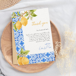 Mittelmeer Tiles Italien Lemon Brautparty Dankeskarte