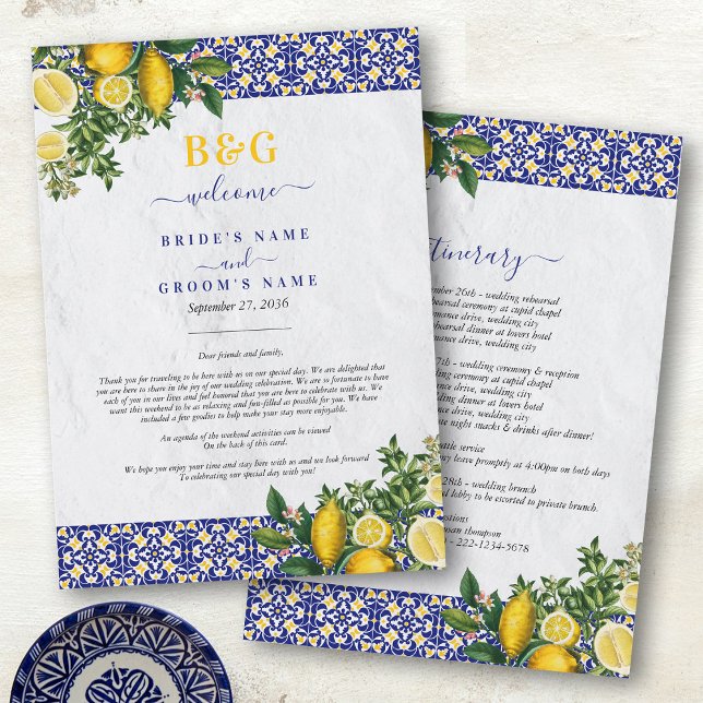 Mittelmeer Tiles Lemon Hochzeitreise Programm (Mediterranean Tiles Lemon Wedding Itinerary Program)