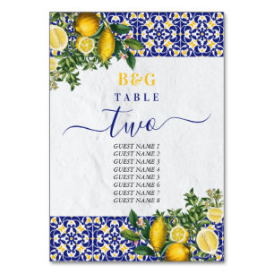 Mittelmeer Tiles Lemon Hochzeitreise Tischnummer