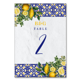 Mittelmeer Tiles Lemon Hochzeitreise Tischnummer