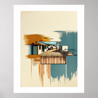 Mittelmeer-Villa Vintage Poster