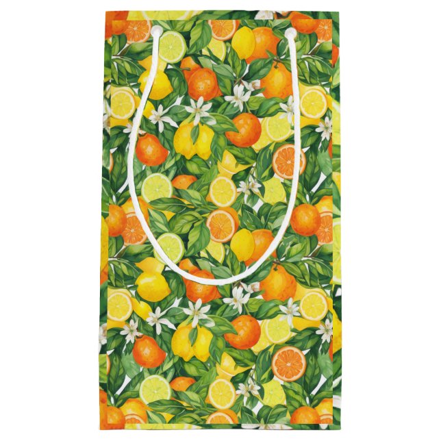 Mittelmeer-Wasserfarbe Zitrusfrüchte Lemons & Oran Kleine Geschenktüte (Vorderseite)