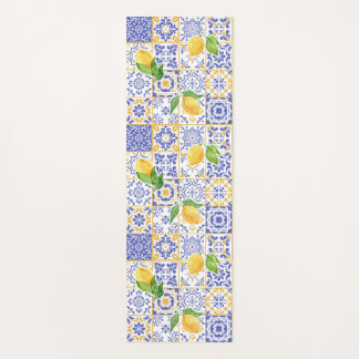 Mittelmeer-Wasserfarben-Fliesen-Limonen-Muster Yogamatte