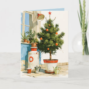Mittelmeer-Weihnachtsbaum auf dem Dach Karte