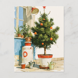 Mittelmeer-Weihnachtsbaum auf dem Dach Postkarte