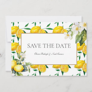 Mittelmeer-Zitrone Save The Date Hochzeitskarte