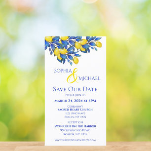 Mittelmeer- Zitronen- Hochzeiten Save the Date- Visitenkarte