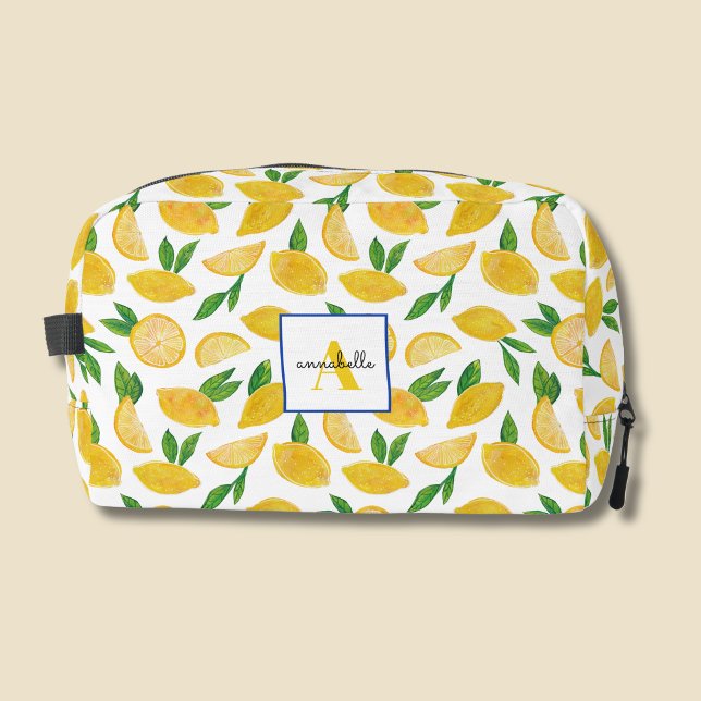 Mittelmeer-Zitronen-Muster Waschbeutel (Citrus Lemon personalized dopp kit front)