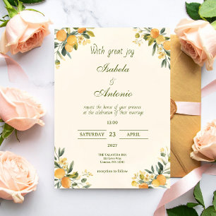Mittelmeer-Zitrus-Botanische Hochzeit Einladung