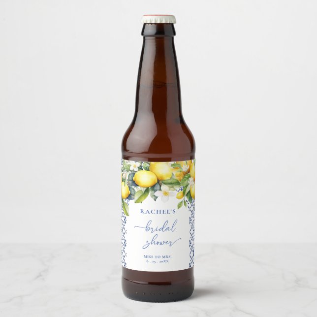 Mittelmeer-Zitrusfrüchte-Brautparty Bierflaschenetikett (Vorderseite)
