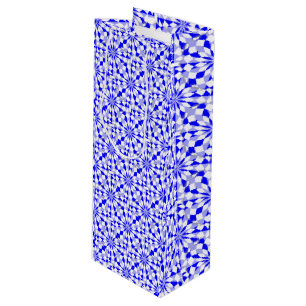 Mittelmeer Zwei-Tone-Blaues geometrisches Muster Geschenktüte Für Weinflaschen