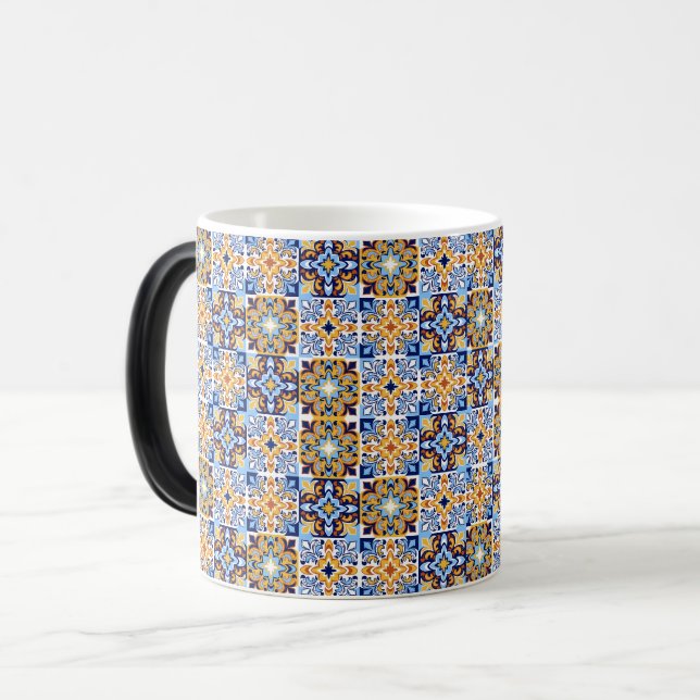 Mittelmeerblaue & braune Tasse (Vorderseite Links)