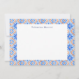 Mittelmeerblaue elegante Fliesenmuster individuell Mitteilungskarte