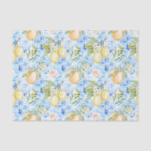 Mittelmeerblaue Fliese Gelbe Zitrone Aquarell