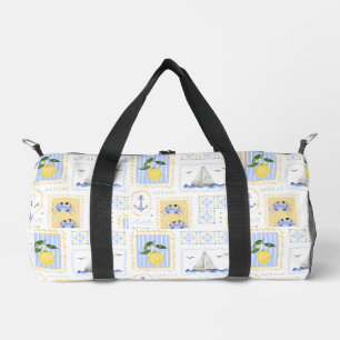 Mittelmeerblaue Fliese Gelbe Zitrone Küste Duffle Bag