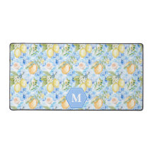 Mittelmeerblaue Fliesen-Limoncello-Monogramm-Name