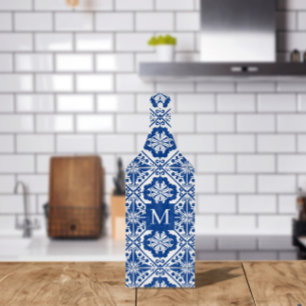 Mittelmeerblaue Glas-Monogramm-Schneidbrett-Fliese Schneidebrett