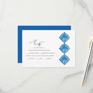 Mittelmeerblaue Hochzeits-Antwortkarte mit Kobaltb RSVP Karte