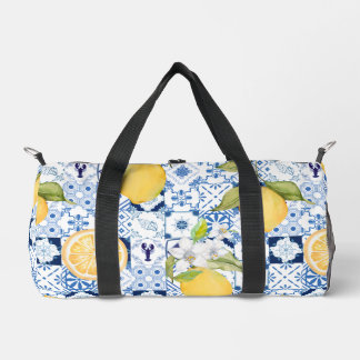 Mittelmeerblaue Majolika und Zitrone Duffle Bag