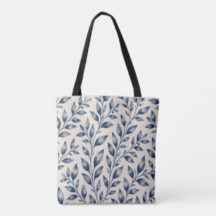 Mittelmeerblaue Wasserfarben-Laub-Tasche Tasche