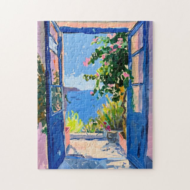 Mittelmeerblick mit Bougainvillea (Vertikal)