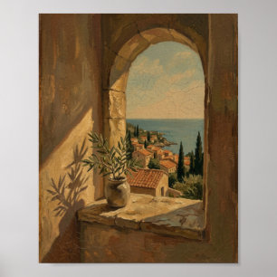 Mittelmeerfenster II Vintage-Gemälde Poster