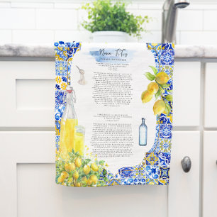 Mittelmeerfliese Wasserfarbe Limoncello Rezept Geschirrtuch