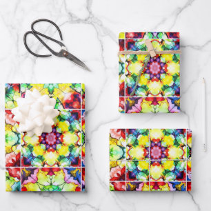 Mittelmeerfliesen, Alkohol-Tinte-Fliesen, Majolika Geschenkpapier Set