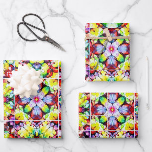 Mittelmeerfliesen, Alkohol-Tinte-Fliesen, Majolika Geschenkpapier Set