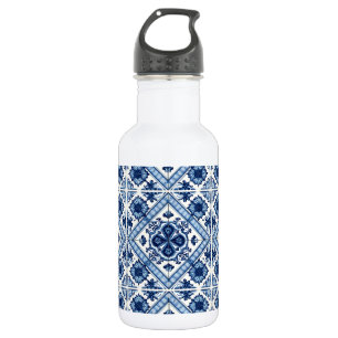 Mittelmeerfliesen, Portugiesisch, Azulejo, Majolik Edelstahlflasche