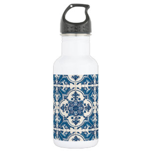 Mittelmeerfliesen, Portugiesisch, Azulejo, Majolik Edelstahlflasche